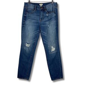 J Crew Distressed Boyfriend Jeans Blue Denim 5 Pocket Style Womens Size 26‎